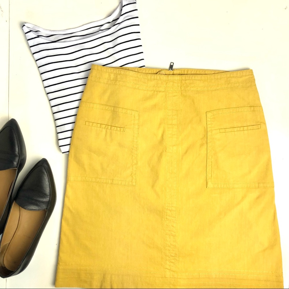 🌹Nic & Zoe Mustard Color Linen Blend Skirt